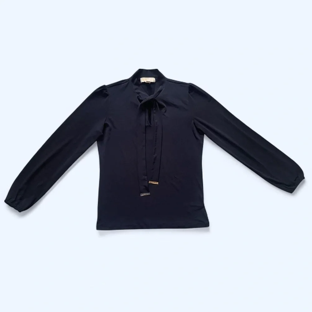 Michael Kors Tie Neck Blouse Navy Women’s‎ size S